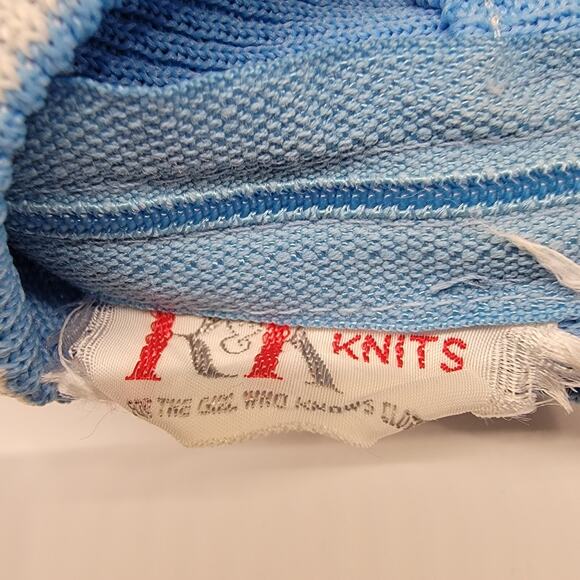 Vintage R&K Knits Jumper Dress Blue Knit 60s Size 14 - Picture 8 of 16